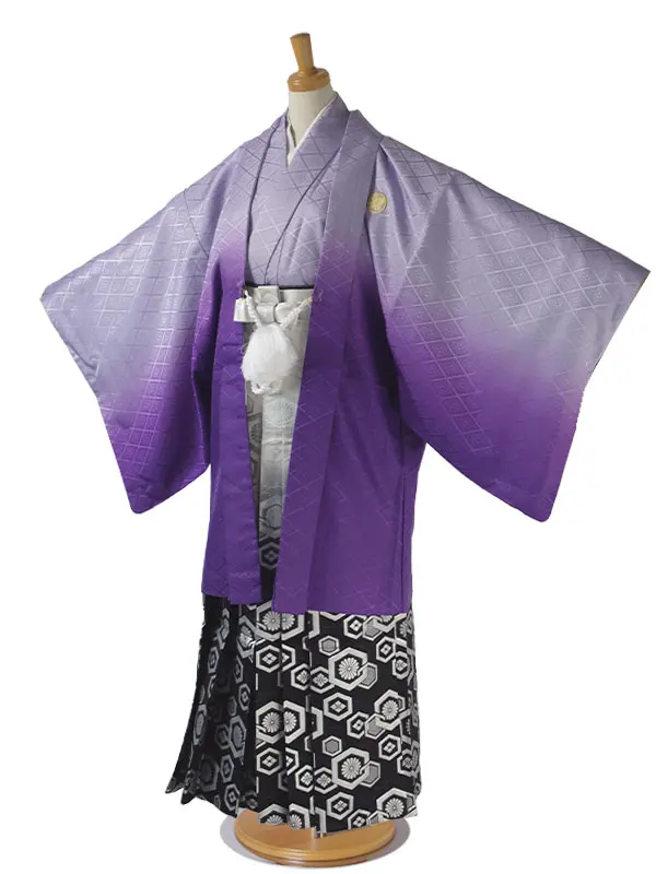 レンタル 卒業 袴 男児 紫 大きめサイズ 160-165】 No.71
