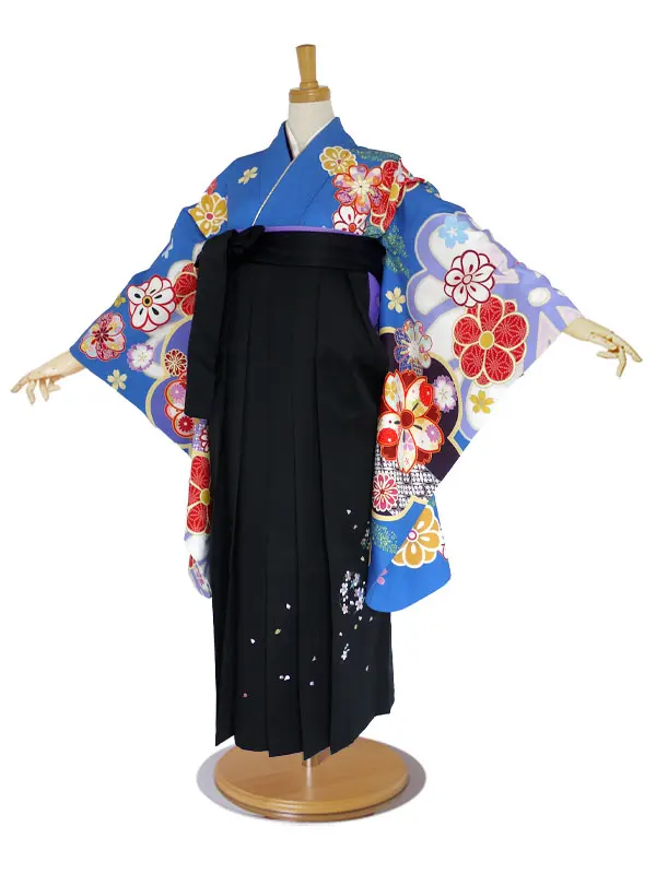 レンタル 袴 ジュニア 卒業式 水色 青 絵羽柄 古典  No.270