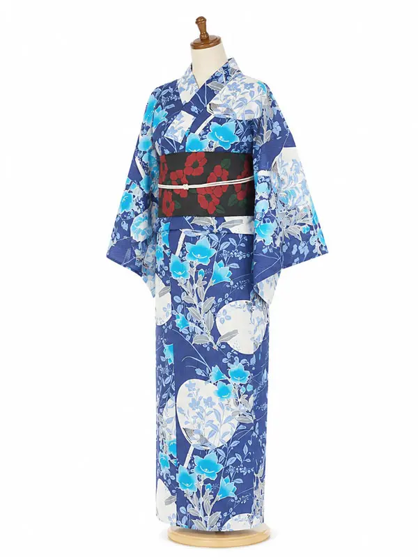 レンタル 浴衣 フルセット レディース 女性 青 No64