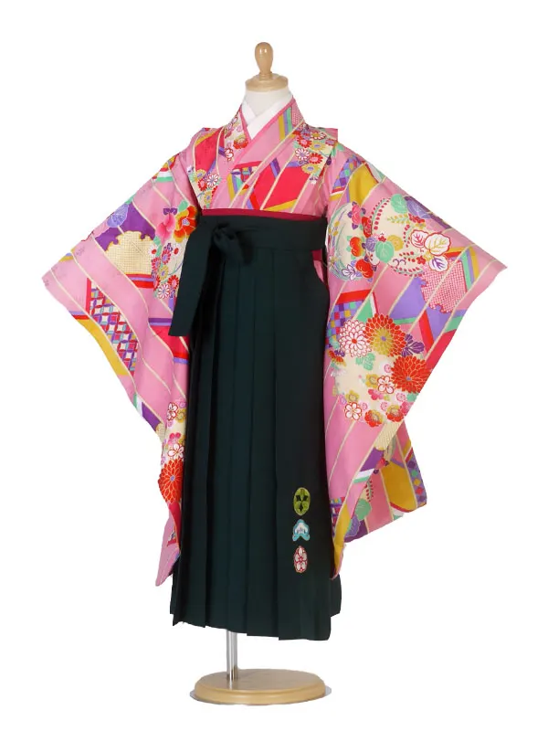 レンタル 小町kids 卒園用着物と袴 ピンク No.7