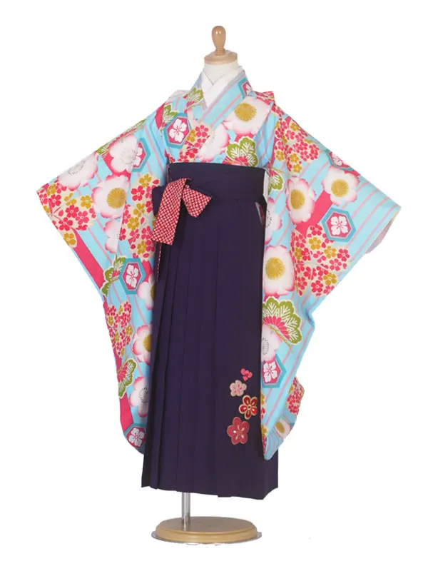 レンタル 小町kids 卒園用着物と袴 水色 No.18