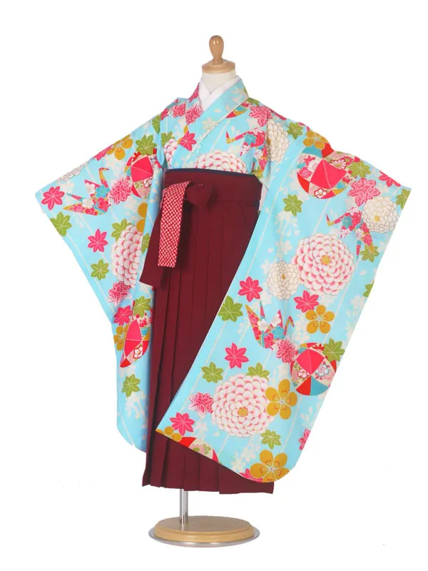 レンタル 小町kids 卒園用着物と袴 水色 No.19