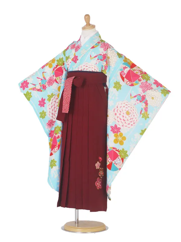 レンタル 小町kids 卒園用着物と袴 水色 No.19