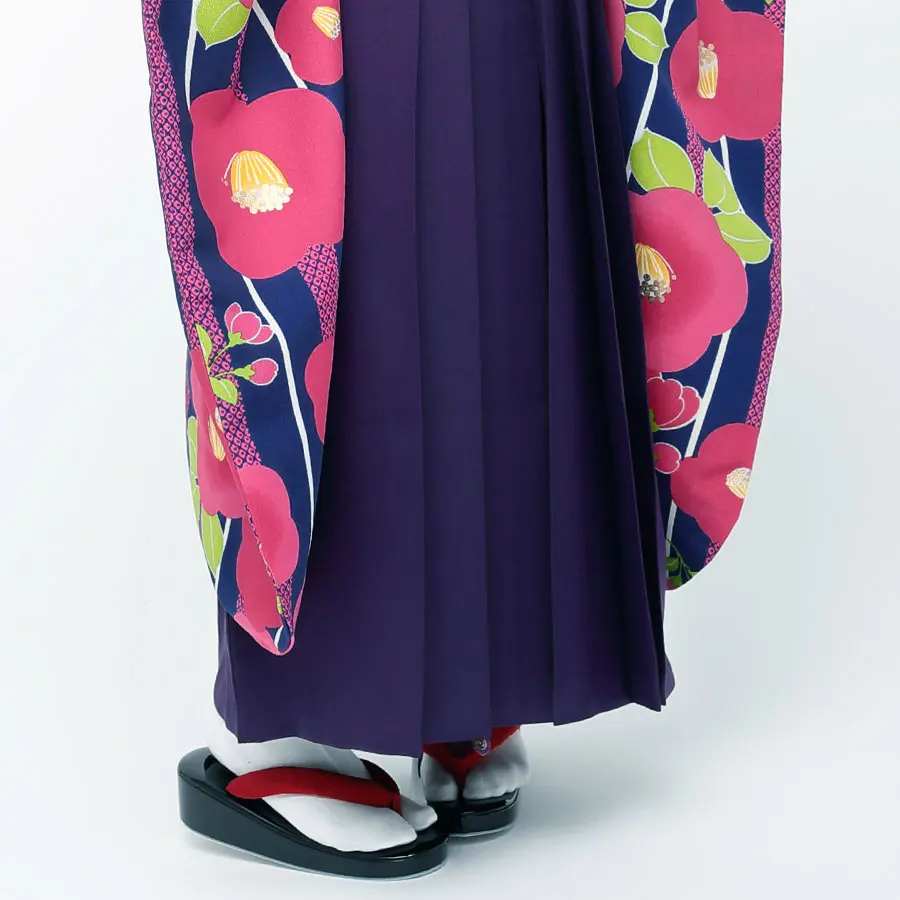 レンタル 小町kids 卒園用着物と袴 紺×椿 No.20