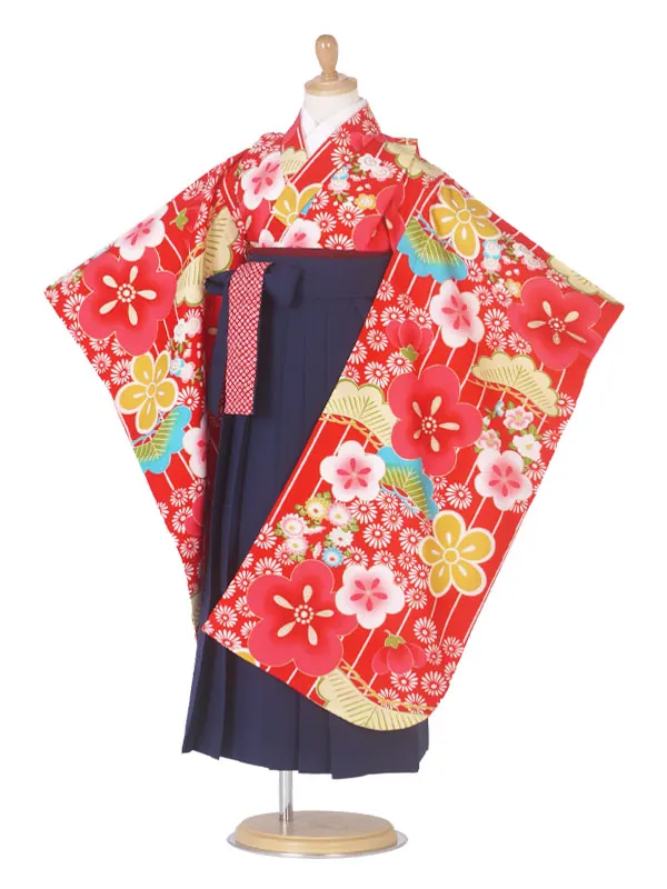 レンタル 小町kids 卒園用着物と袴 赤 No.21