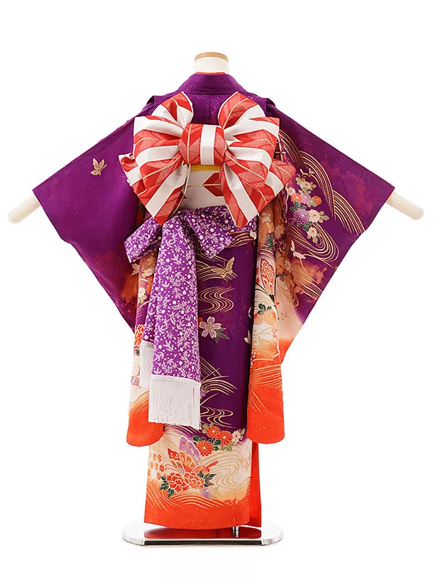 【ブリーチ加工】七五三（7歳女帯）蝶/花/AP2057