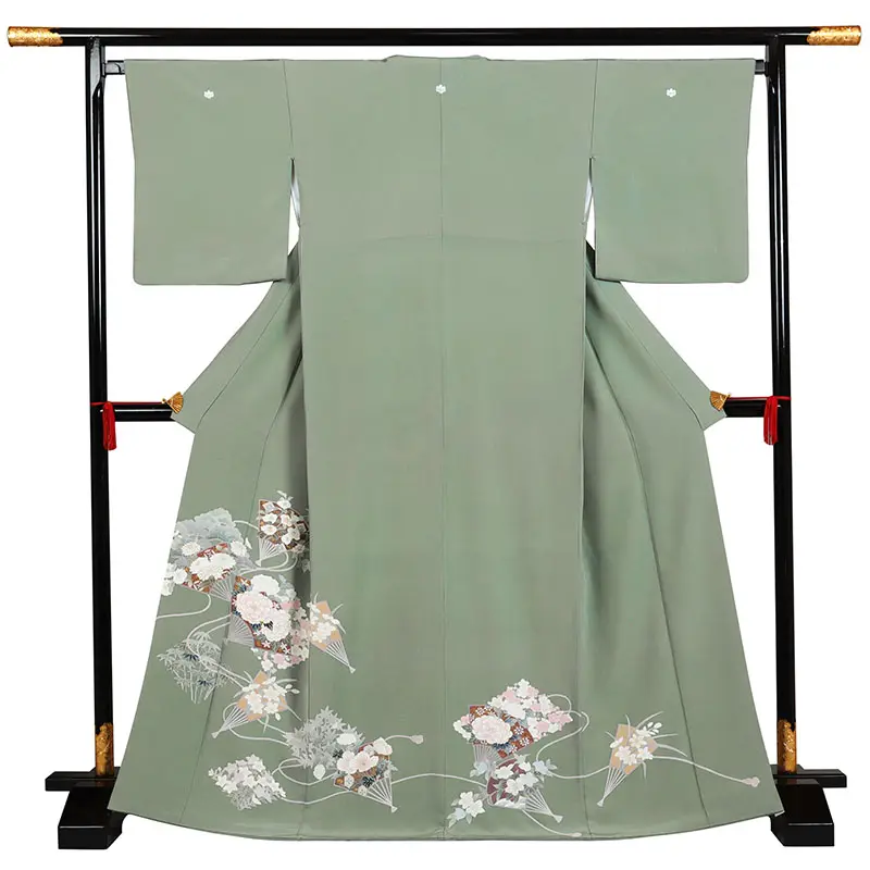 色留袖・緑系・五つ紋・五三の桐 0238