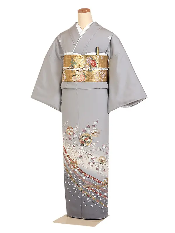 色留袖・グレー系・五つ紋・五三の桐 0266