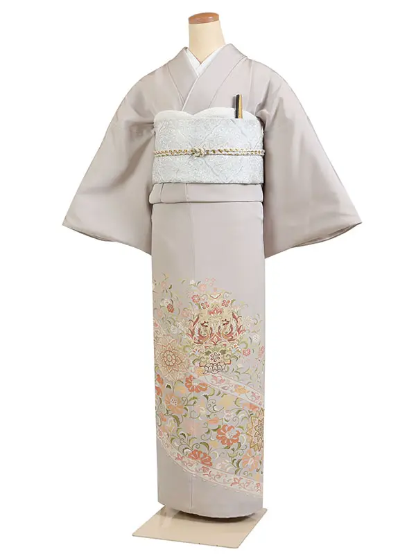 色留袖 三つ紋 グレー系 0280