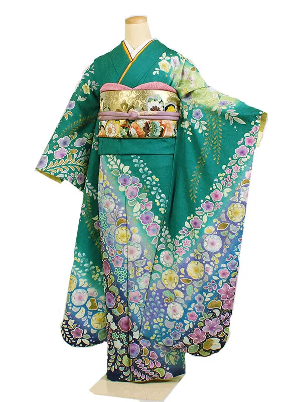 振袖  緑系 辻が花 0153
