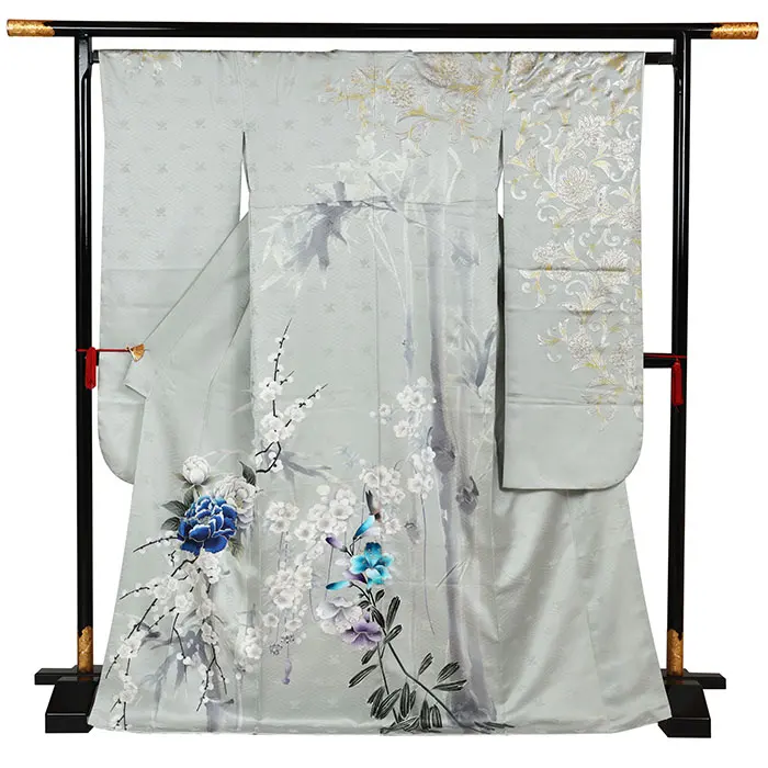 振袖 緑系 牡丹 金彩加工 0909