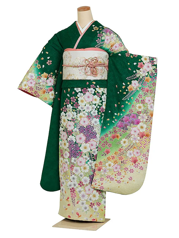振袖 緑系 辻が花 0921