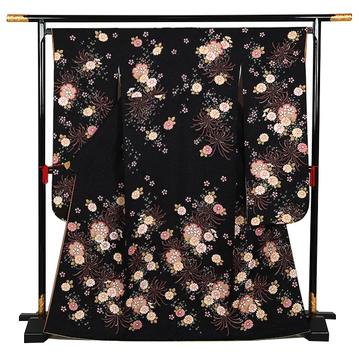 振袖 黒系  菊に乱菊 0927