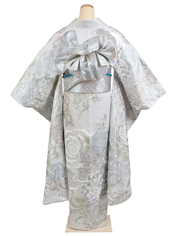 振袖 グレー系 薔薇唐草 金彩加工 0930