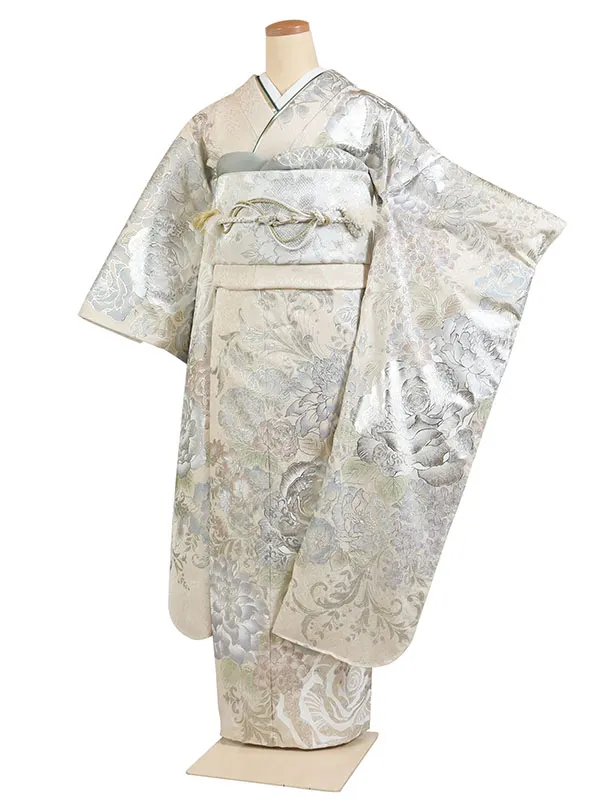 振袖 ベージュ系 薔薇唐草 金彩加工 0933