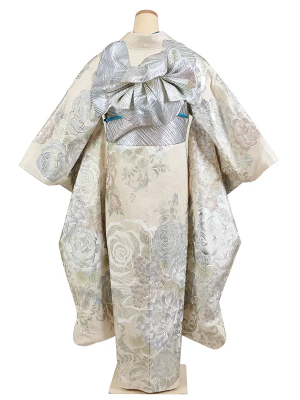 振袖 ベージュ系 薔薇唐草 金彩加工 0933