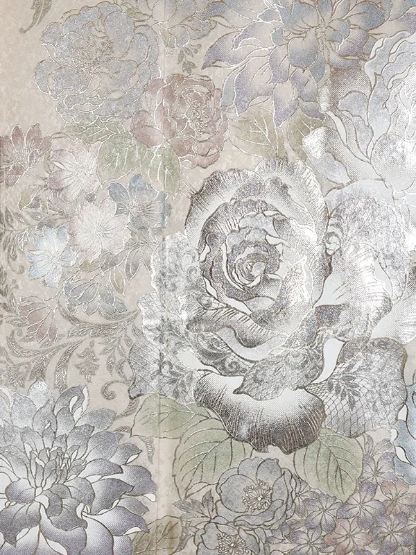 振袖 ベージュ系 薔薇唐草 金彩加工 0933