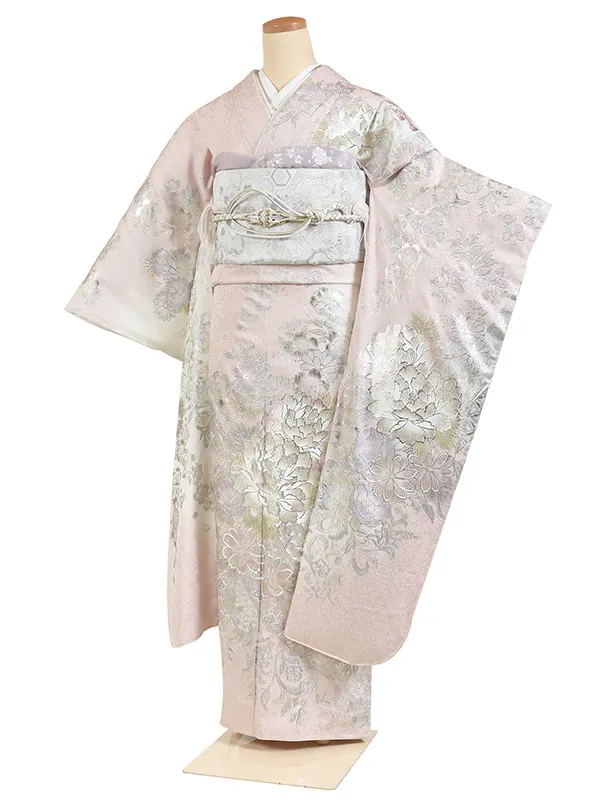 振袖 ピンク系 牡丹唐草 金彩加工 0934