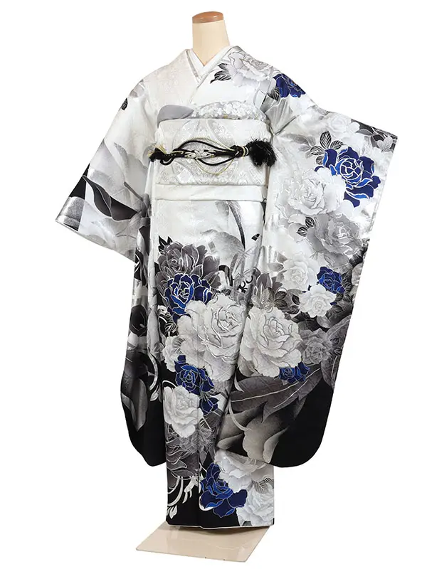 振袖 黒系 薔薇づくし 0935