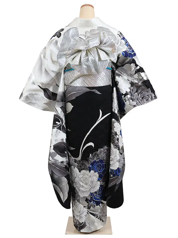 振袖 黒系 薔薇づくし 0935