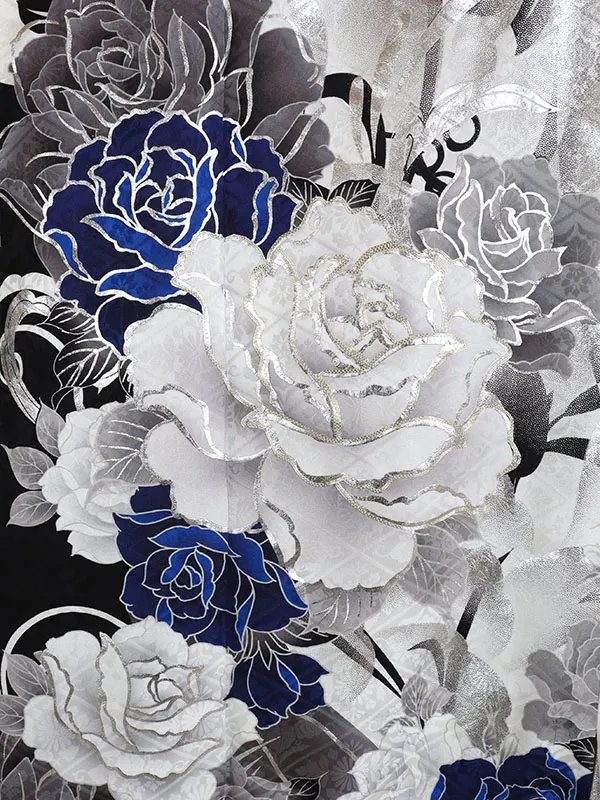 振袖 黒系 薔薇づくし 0935