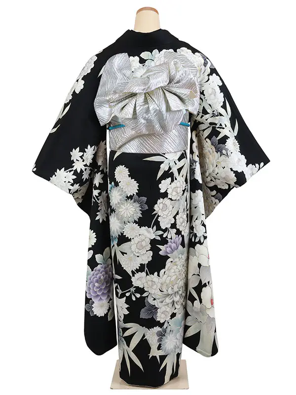 振袖 黒系 竹に乱菊 0936