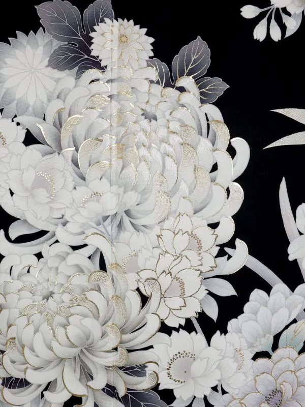 振袖 黒系 竹に乱菊 0936