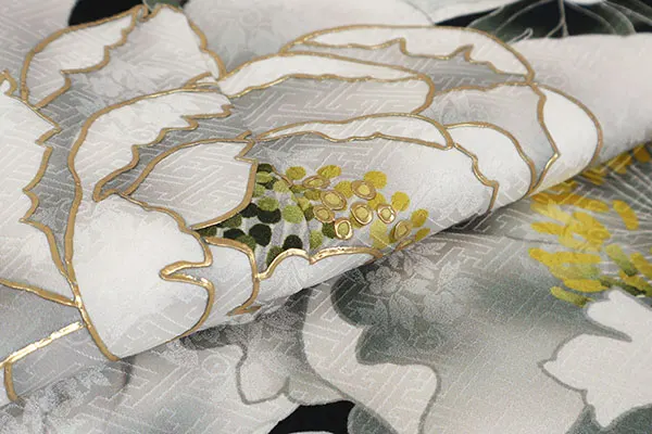 振袖 黒系 大輪の牡丹 0937