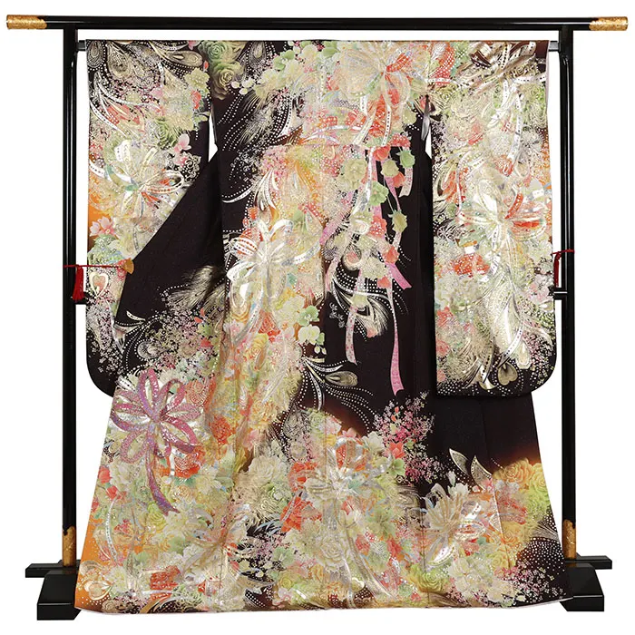 振袖 茶系 花束 金彩加工 ｽﾊﾟﾝｺｰﾙ 0944