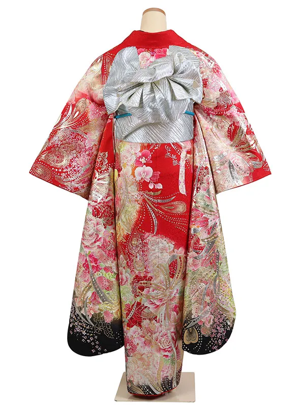 振袖 赤系 花束 金彩加工 ｽﾊﾟﾝｺｰﾙ 0945