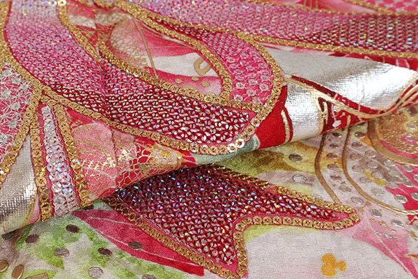 振袖 赤系 花束 金彩加工 ｽﾊﾟﾝｺｰﾙ 0945