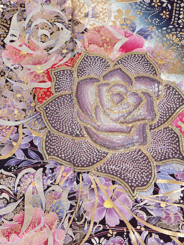 振袖 紫系 薔薇に唐草 金彩加工 ｽﾊﾟﾝｺｰﾙ 0946