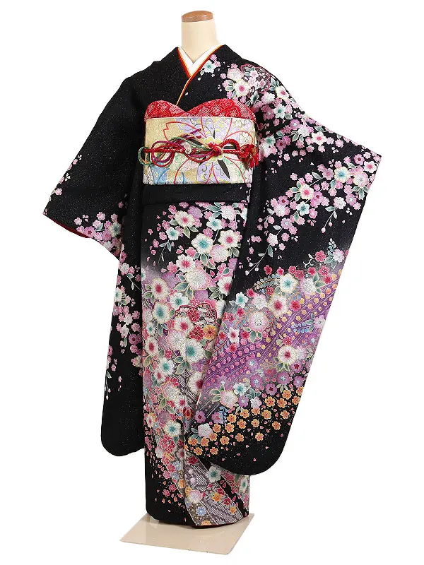 振袖 黒系 辻が花 0965