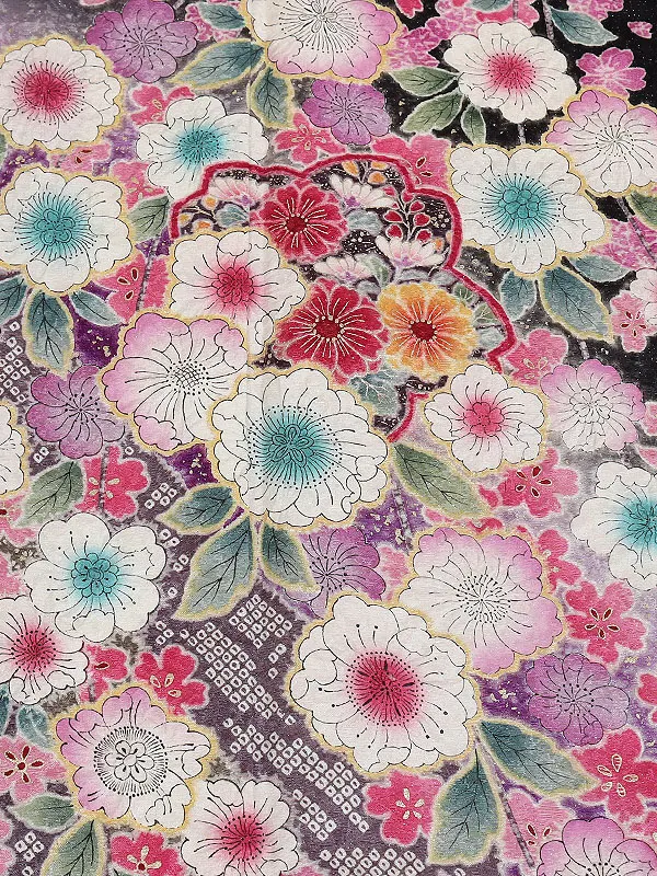 振袖 黒系 辻が花 0965