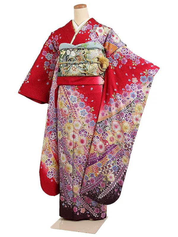 振袖 赤系 辻が花 0966