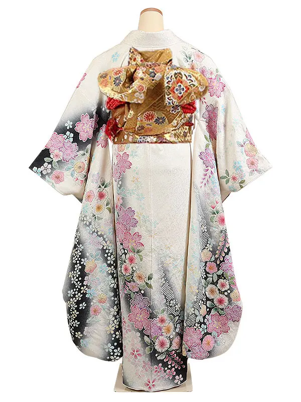 振袖 白系 絞り 辻が花 0980