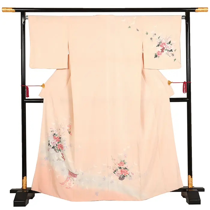 訪問着 ピンクベージュ系 花籠・桜花 0604