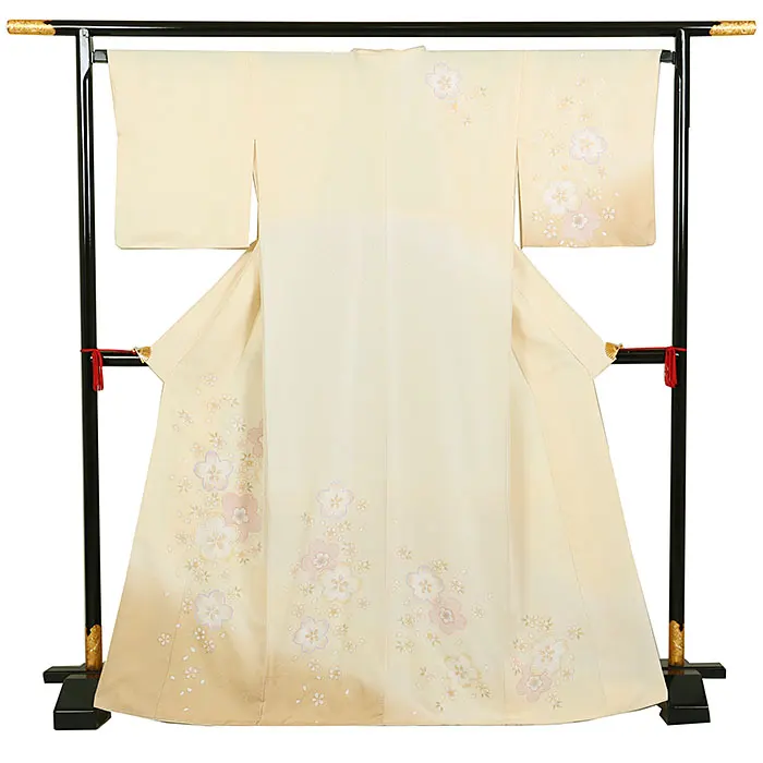 訪問着 正絹 黄系 桜 1232