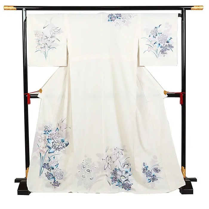 訪問着 広幅 クリーム系 牡丹 1249