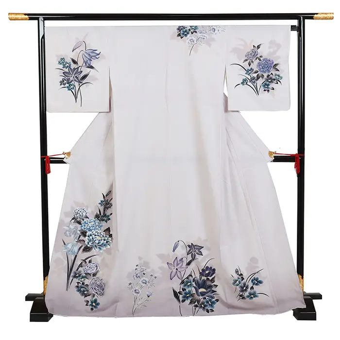 訪問着 広幅 グレー系 牡丹 1250