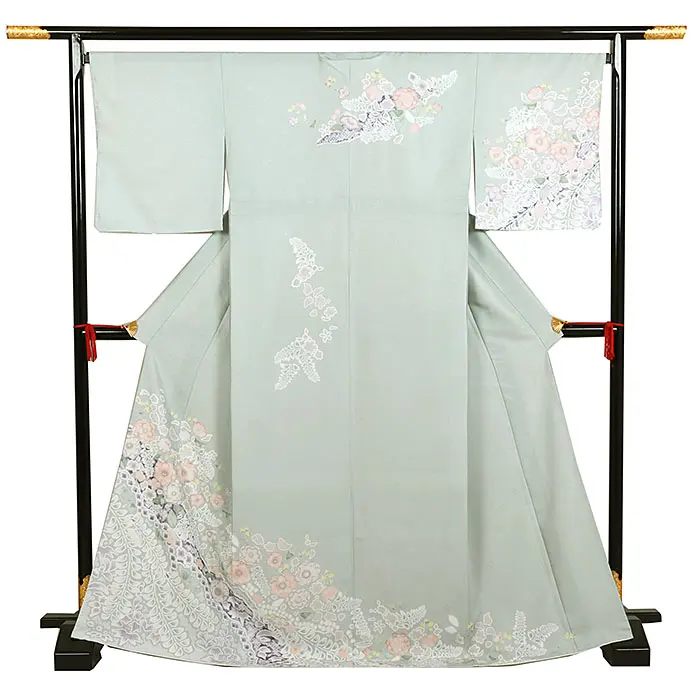 訪問着 広幅 緑系  辻が花 1255