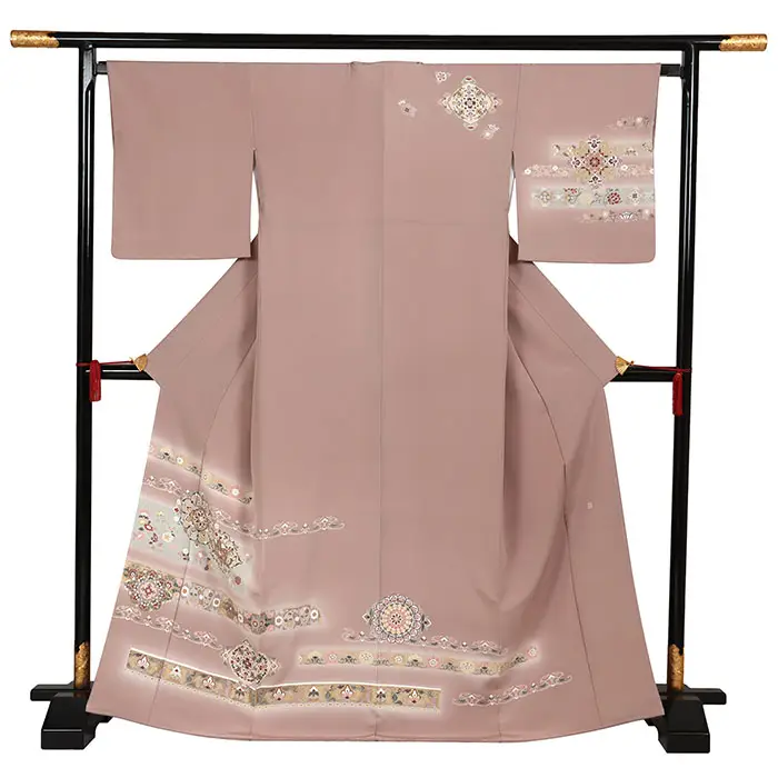 訪問着 ピンクベージュ系 正倉院文様 1278