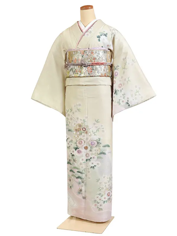 訪問着 ”式部浪漫” ベージュ系 四季花 1288