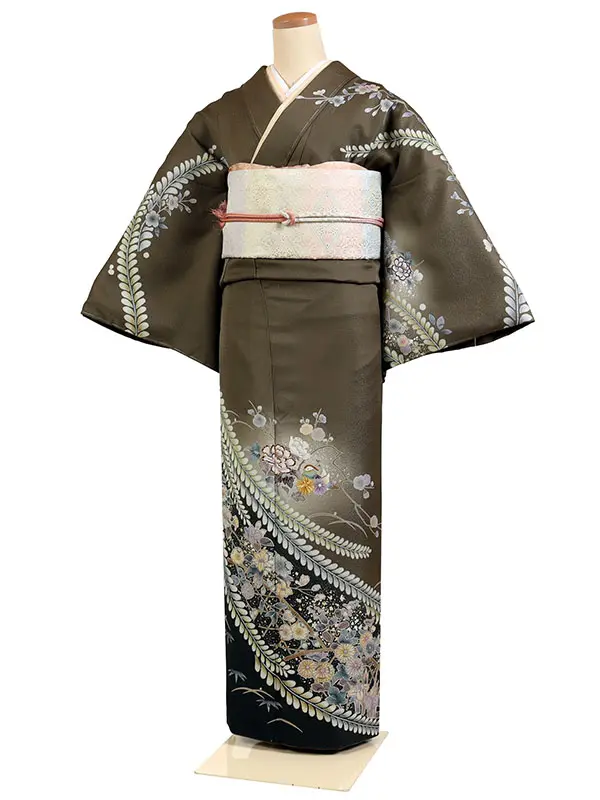 訪問着 正絹 緑系 辻が花 1294