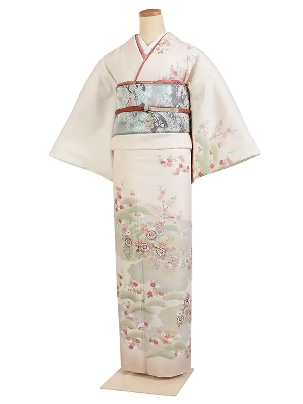 訪問着 ピンク系 雲に四季花 1301