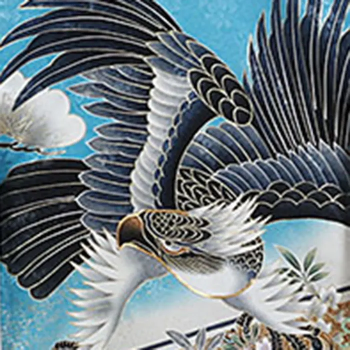 男児産着・水色系・鷹・小槌/ 0500