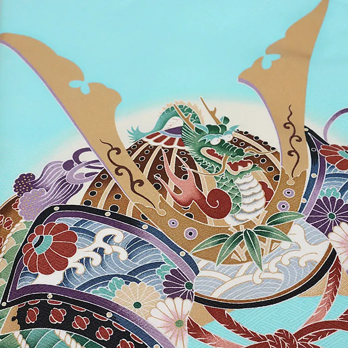 男児産着・水色系 兜 /龍/ 0502