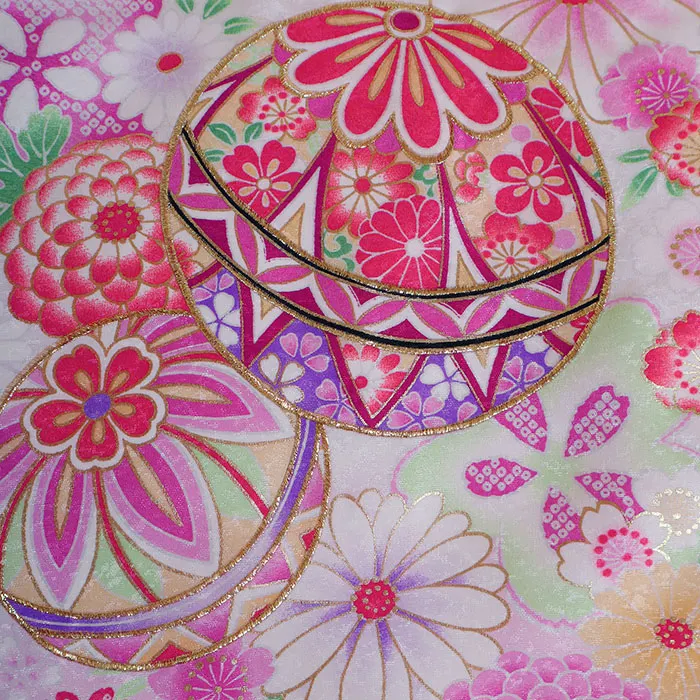 女児産着 白色系・鞠・桜/ 0507