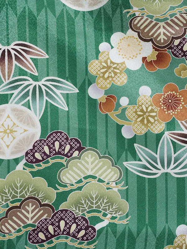 七五三レンタル・3才男児被布 緑×緑・松竹梅 3138