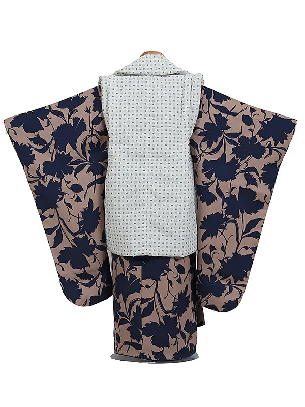 七五三レンタル・3才男児被布  ベージュ×クリーム・洋花 3144